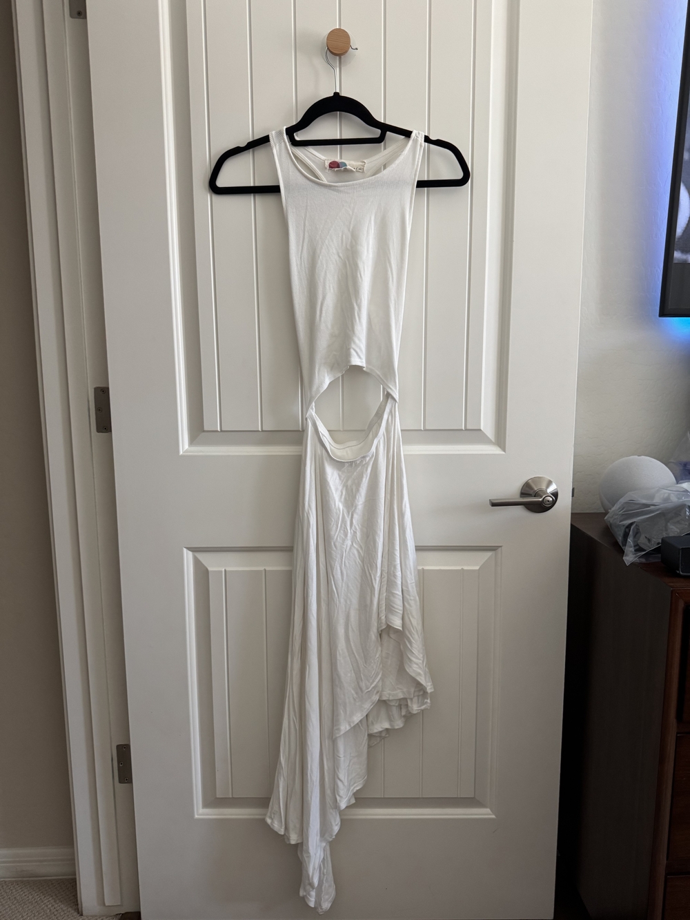White Open-Back Asymmetric Maxi Dress - Women
